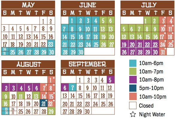 whitewater branson waterpark-schedule 2015